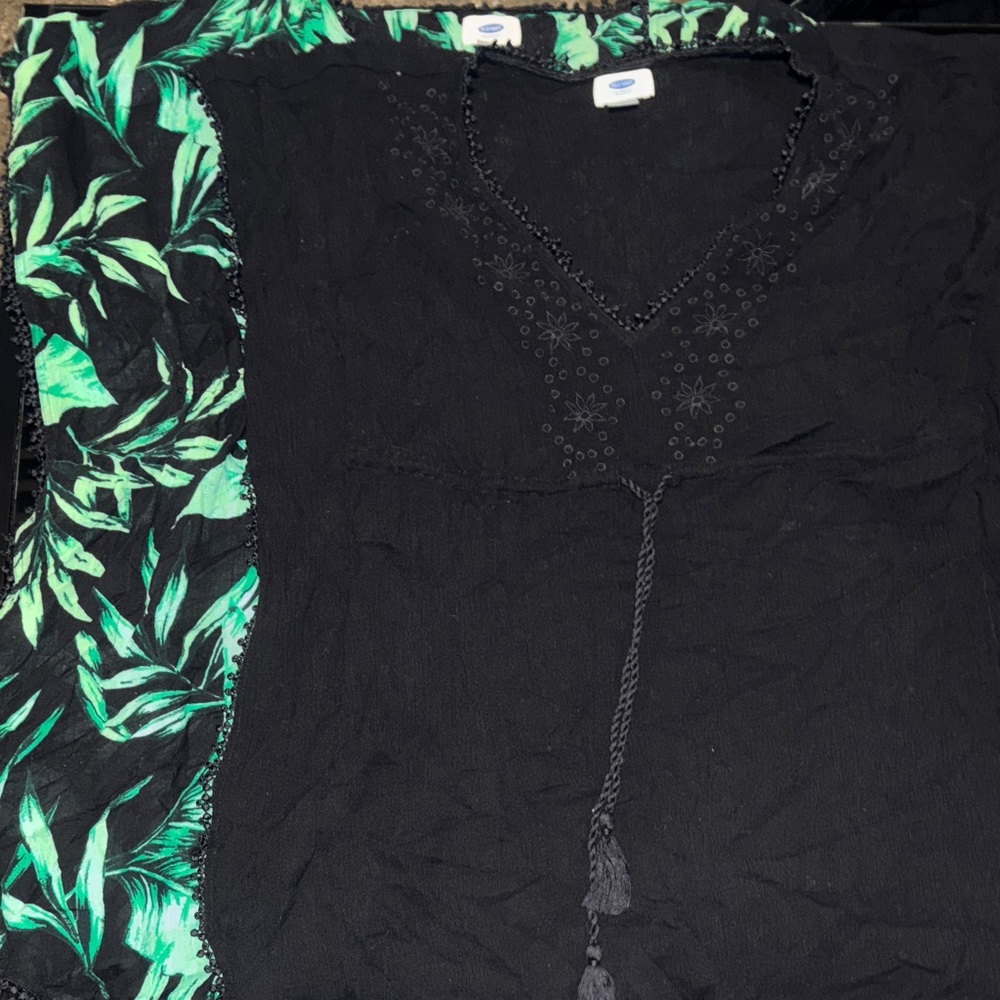 Old Navy Black and Green Women's Swim Cover-Up